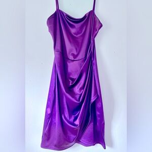 Windsor Medium Purple Mini Dress Homecoming Dance Ruching Tulip Hem Straps Drape